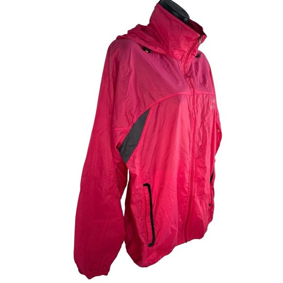 ARC'TERYX womens delicate semisheer hidden hooded nylon windbraker jacket L pink - Picture 4 of 8